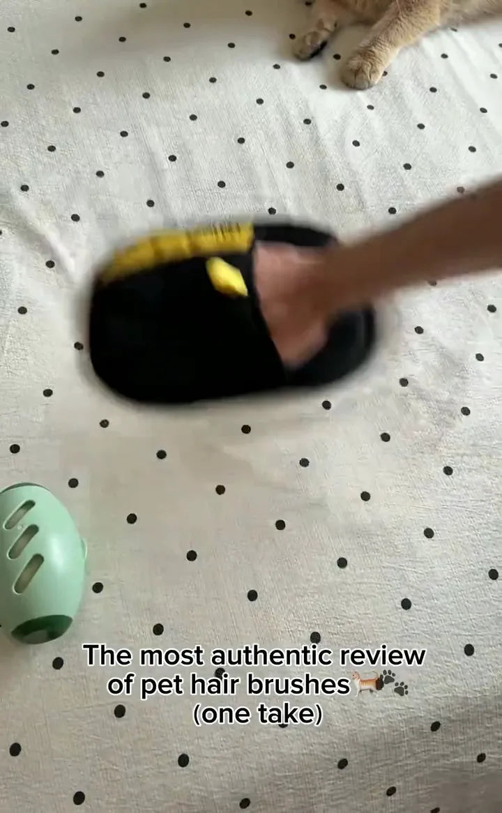FurSweep Mitt removing the final strands of cat hair from fabric.